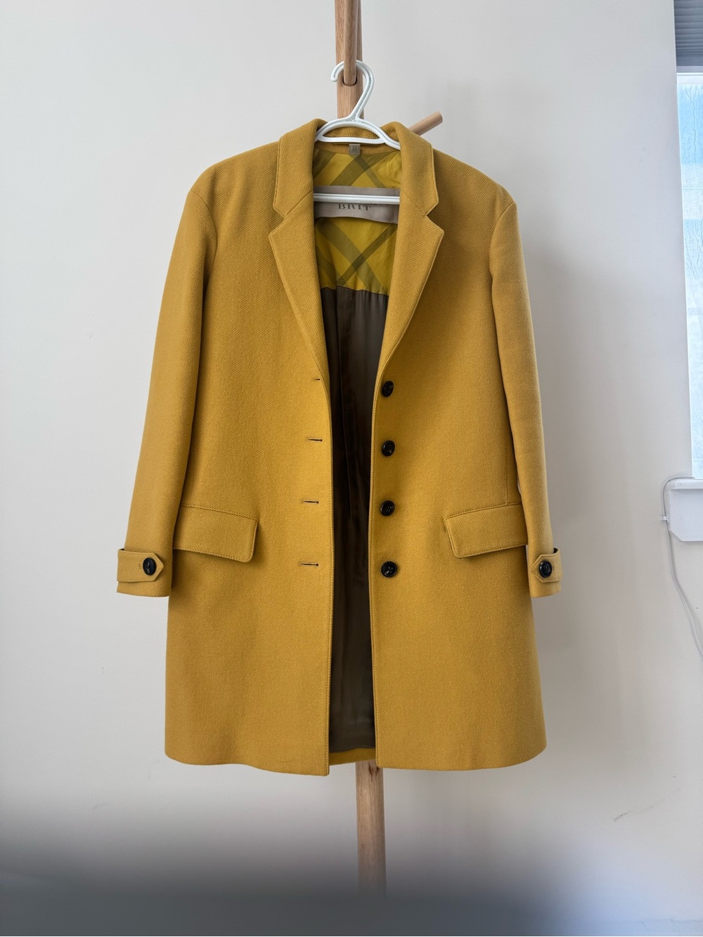 Burberry Women Mustard Wool Blend Single-Breasted Coat